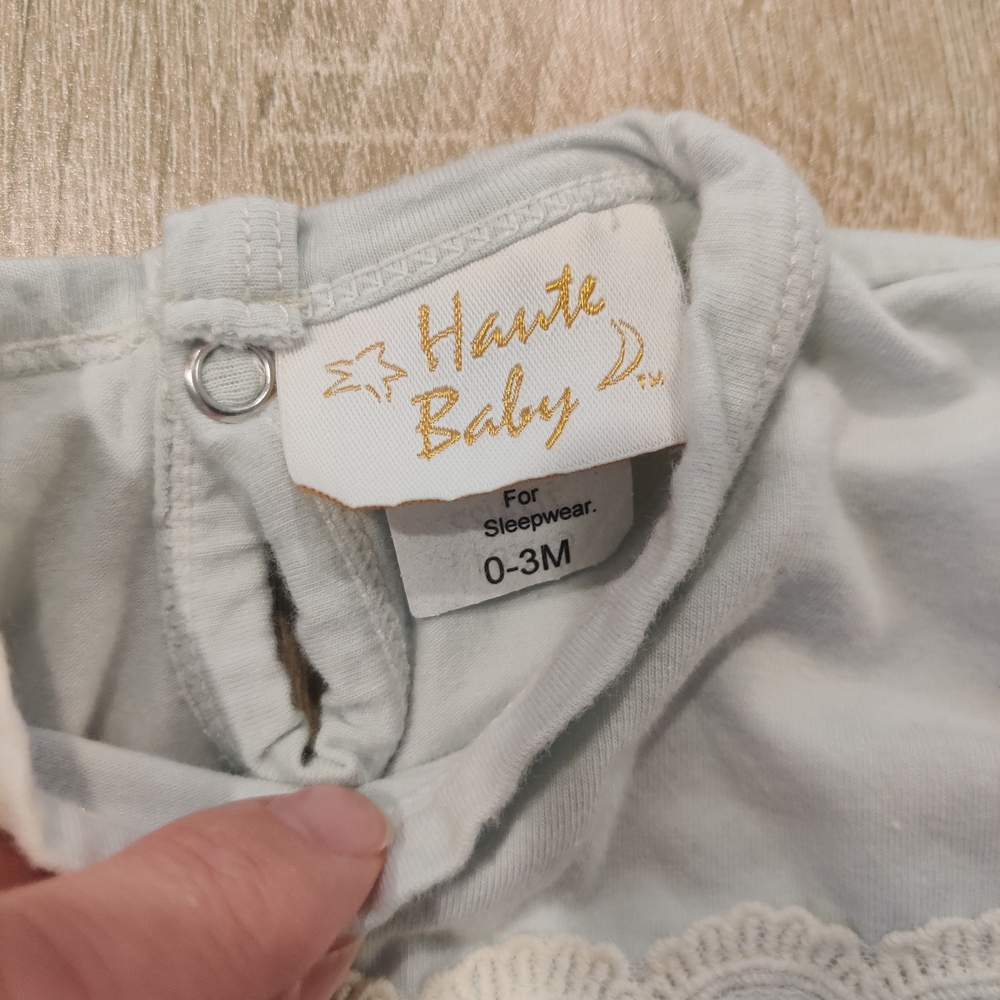 Haute Baby Light Blue Lace Baby Gown Size 0-3mo - Picture 3 of 3